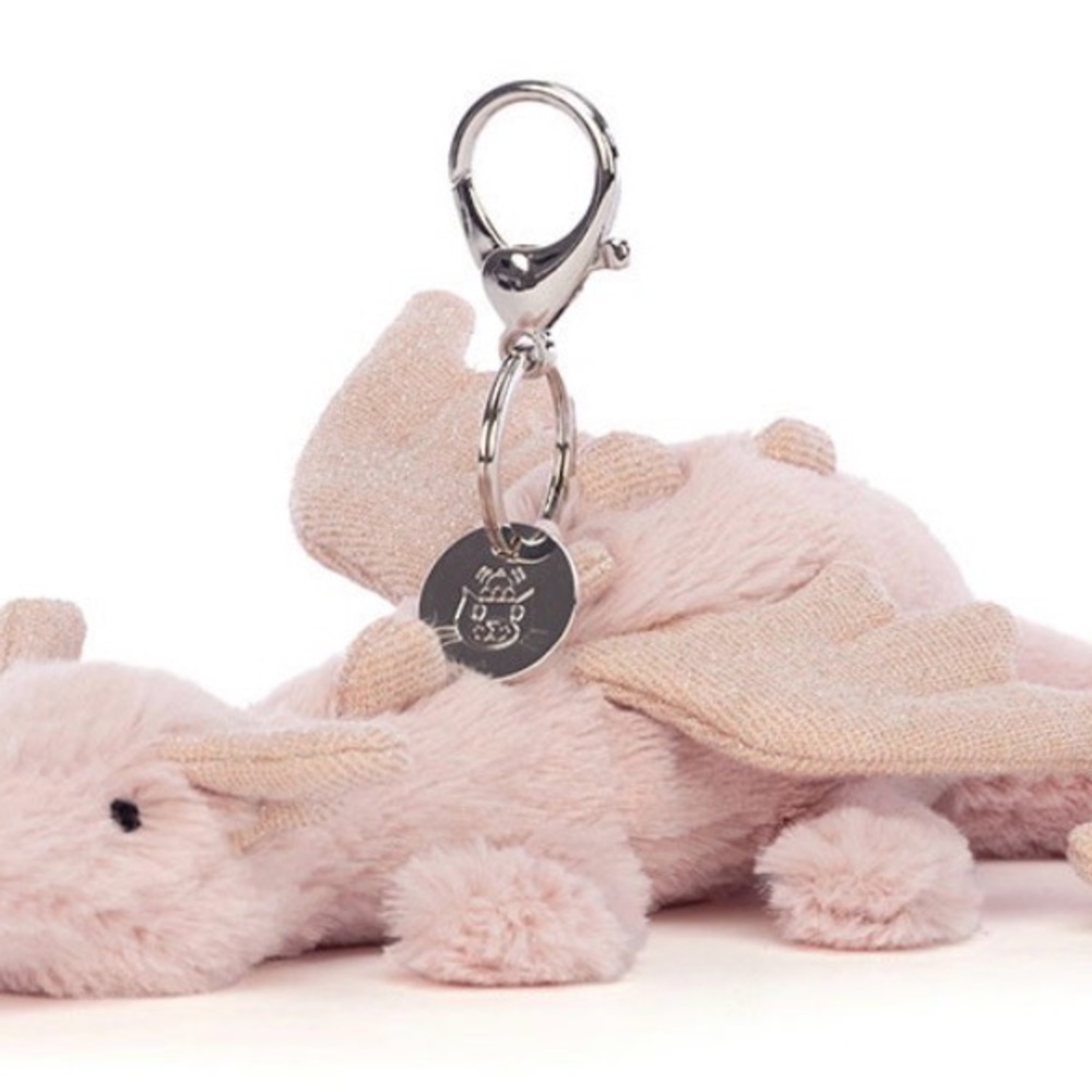 Jellycat Pink Dragon Plush Keychain